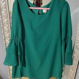 Chiffon green short dress.
